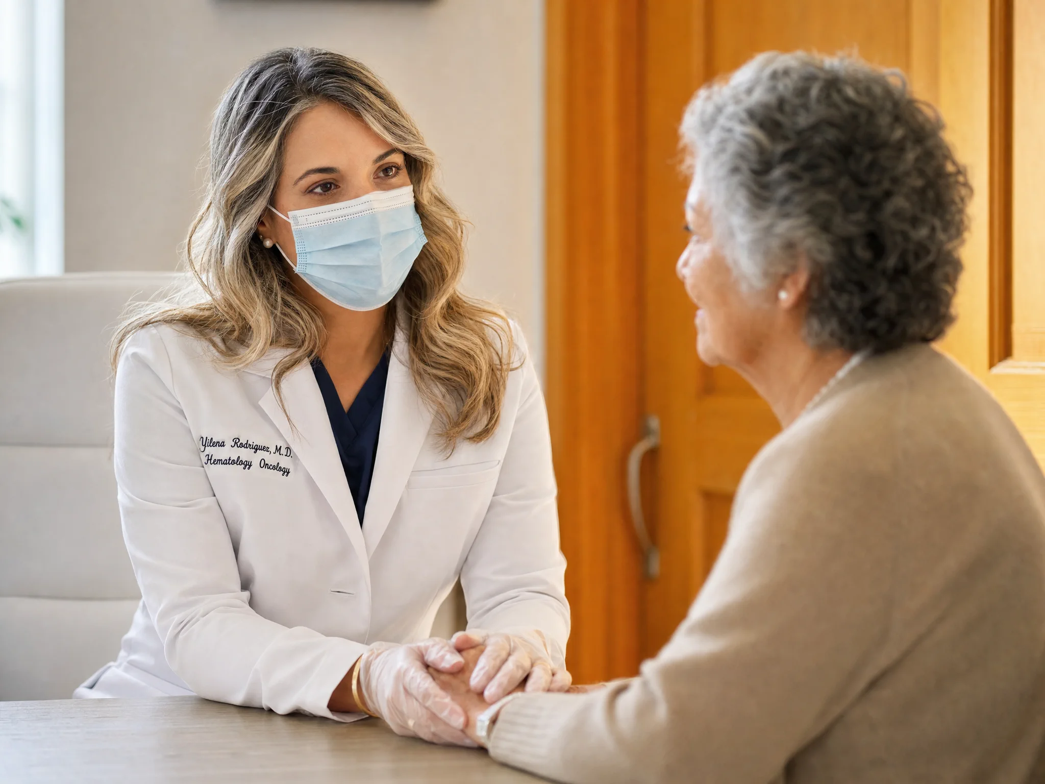 Atención que se siente personal - Miami Oncology Specialists Dra. Yilena Rodríguez Marrero escucha a una paciente durante una consulta