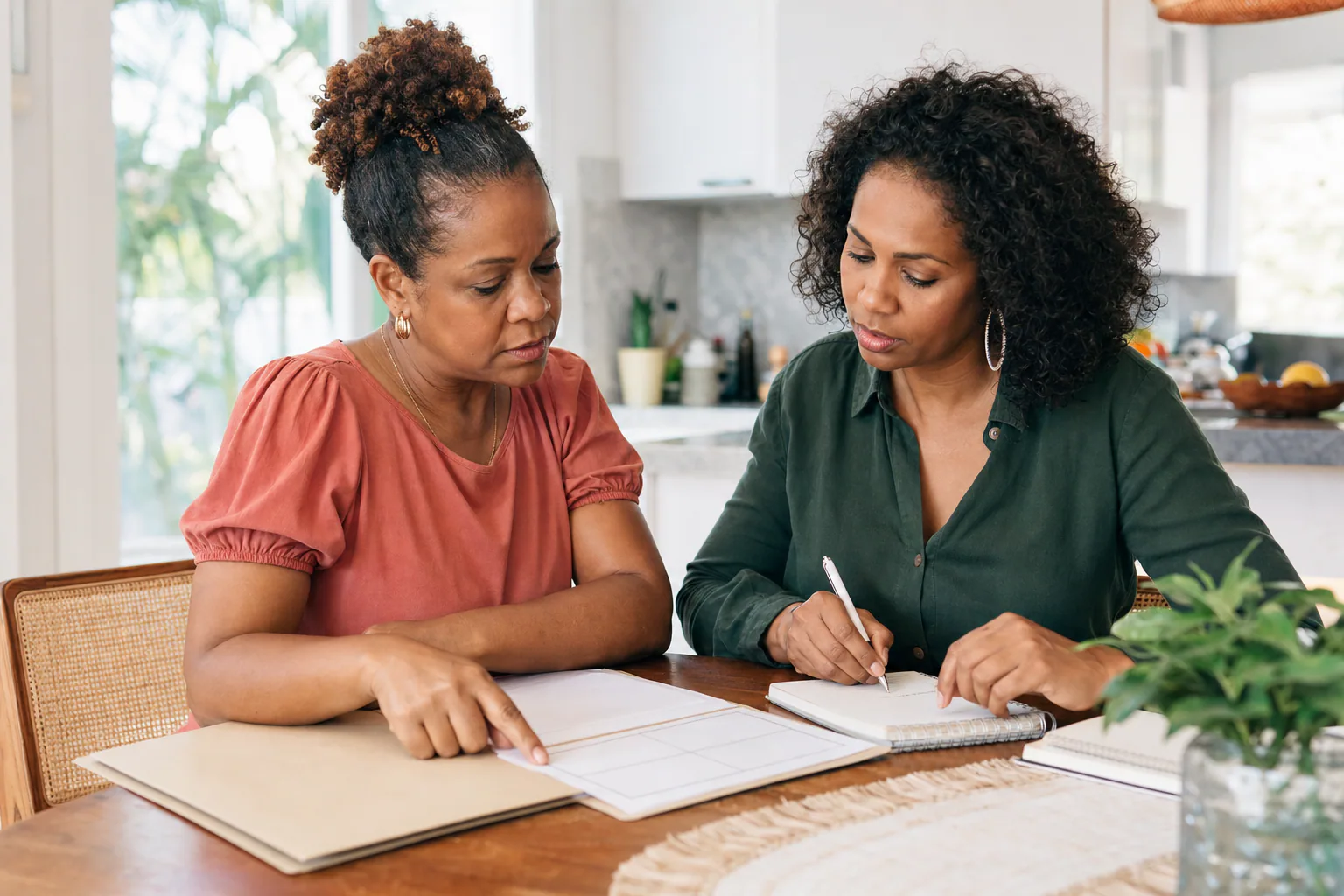 Dos hermanas organizan preguntas para comprender mejor un diagnóstico oncológico